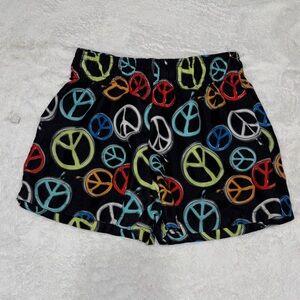 Peace Sign Print Black swim Shorts - Multicolor